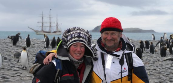 Debbie and Adam on Bark Europa's Centennial Antarctic Expedition
