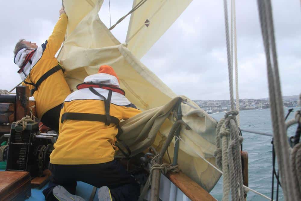 Taking down the staysail