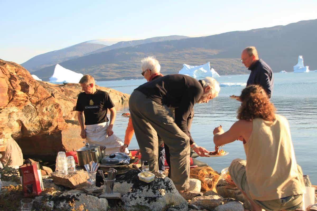 BBQ on the shores of Scorseby Sound in Greenland