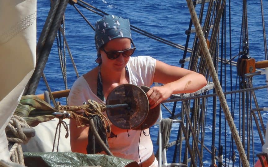 Traditional rigging work - serving standing rigging