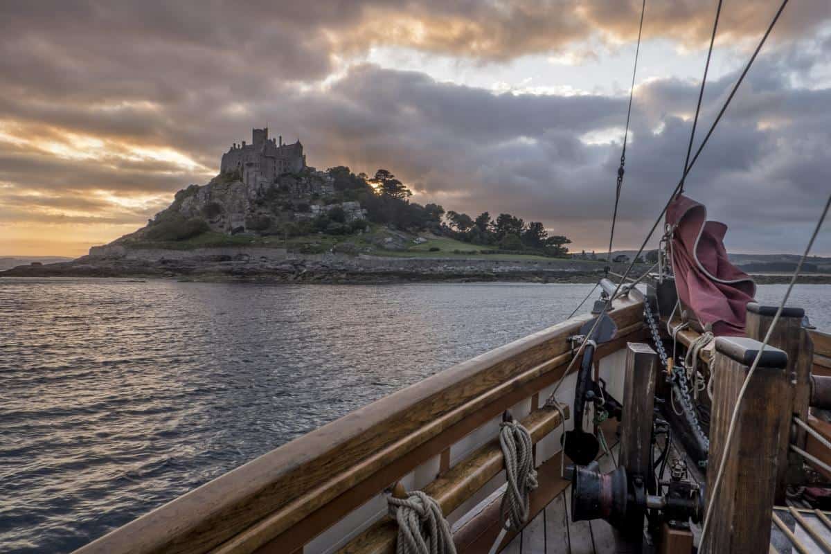 st michael's mount in mounts bay. October sailing.