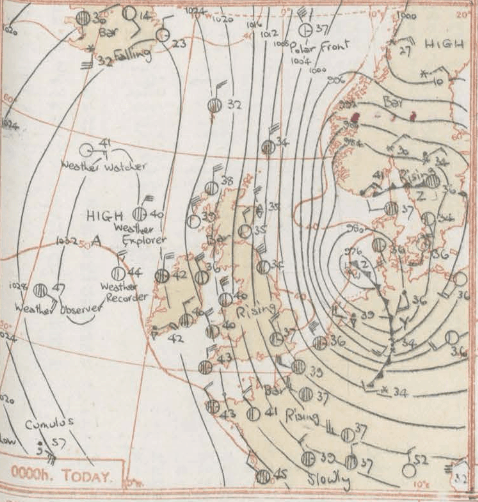Synoptic Chart Midnight on 1st February  1953