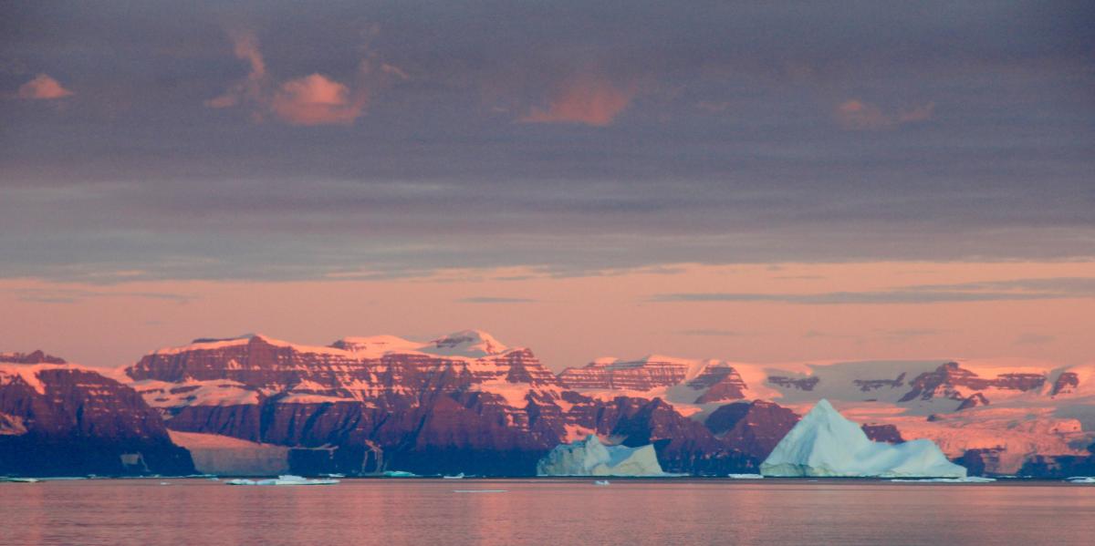 distinctive geology and icebergs in Greenland
