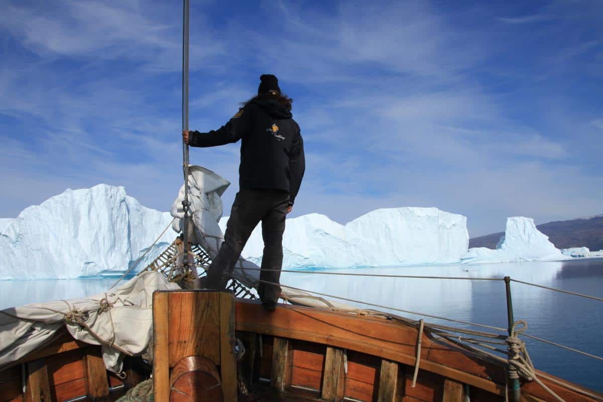 Lookout duty: Icebergs ahead on schooner Hildur in Greenland