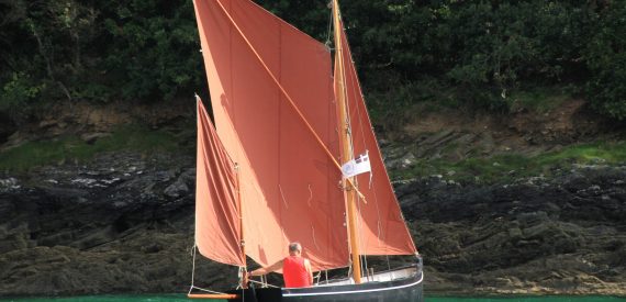 Sprit sail yawl Outdoor Girl is based in St Mawes for open boat sailing & camping expeditions