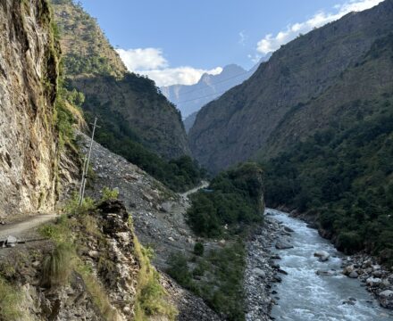 First day trekking in Nepal up the Buri Gandaki