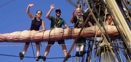 Photo by Matthew Stuttard of Eye crew in the rigging